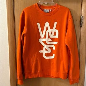 Wesc Sweden Crew Neck Pulled Sweatshirt Orange White Size Medium